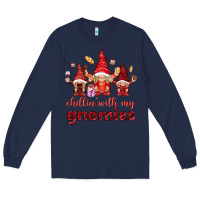 Navy chilling with my gnomies Long Sleeve Tee - NancyCooperArtShop