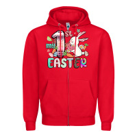 Red my first easter Zipper Hoodie - MaliasSmallBusiness