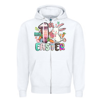 White my first easter Zipper Hoodie - MaliasSmallBusiness