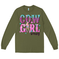 Army Green cowgirl sassy with pink cowgirl Long Sleeve Tee - NancyCooperArtShop