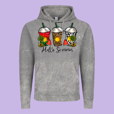 Hello Summer Vintage Hoodie Designed By Cowhidedigitalart