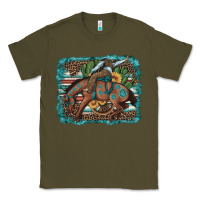 Army Green bucking bronco cowboy rodeo cactus and sunflowers Classic Tee - Artiststas