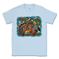 Dusty Blue bucking bronco cowboy rodeo cactus and sunflowers Classic Tee - Artiststas