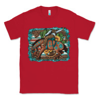 Red bucking bronco cowboy rodeo cactus and sunflowers Classic Tee - Artiststas