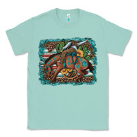 Seafoam bucking bronco cowboy rodeo cactus and sunflowers Classic Tee - Artiststas