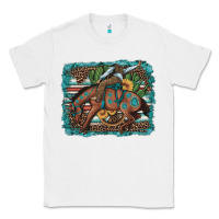 White bucking bronco cowboy rodeo cactus and sunflowers Classic Tee - Artiststas