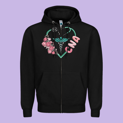 Cna Heart Zipper Hoodie Designed By Maliassmallbusiness