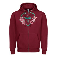 Burgundy cna heart Zipper Hoodie - MaliasSmallBusiness