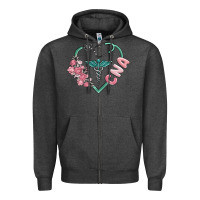 Charcoal Heather cna heart Zipper Hoodie - MaliasSmallBusiness