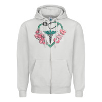 Dove Grey cna heart Zipper Hoodie - MaliasSmallBusiness