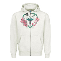Oatmeal Heather cna heart Zipper Hoodie - MaliasSmallBusiness