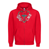 Red cna heart Zipper Hoodie - MaliasSmallBusiness
