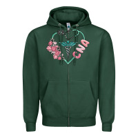Sports Green cna heart Zipper Hoodie - MaliasSmallBusiness