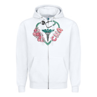 White cna heart Zipper Hoodie - MaliasSmallBusiness