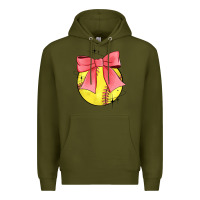 Army Green coquette softball bow Premium Hoodie - JahusDesignShop