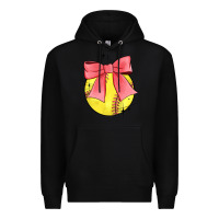 Black coquette softball bow Premium Hoodie - JahusDesignShop