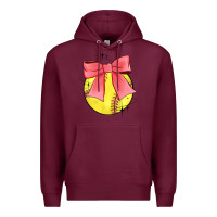 Burgundy coquette softball bow Premium Hoodie - JahusDesignShop