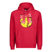 Cardinal coquette softball bow Premium Hoodie - JahusDesignShop