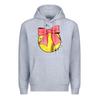 Heather Grey coquette softball bow Premium Hoodie - JahusDesignShop