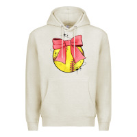 Oatmeal Heather coquette softball bow Premium Hoodie - JahusDesignShop