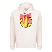 Pale Pink coquette softball bow Premium Hoodie - JahusDesignShop