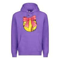 Purple coquette softball bow Premium Hoodie - JahusDesignShop