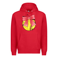 Red coquette softball bow Premium Hoodie - JahusDesignShop