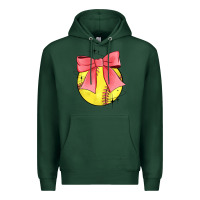 Sports Green coquette softball bow Premium Hoodie - JahusDesignShop