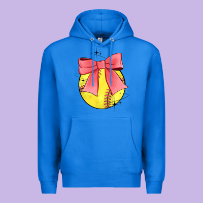 Coquette Softball Bow Premium Hoodie Designed By Jahusdesignshop