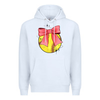 White coquette softball bow Premium Hoodie - JahusDesignShop