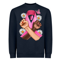 Breast Cancer Fist Daisy Butterfly Heavyweight Sweatshirt | Teevron