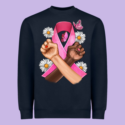 Breast Cancer Fist Daisy Butterfly Heavyweight Sweatshirt Designed By Artiststas