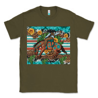 Army Green bucking bronco cowboy rodeo cactus and sunflowers Classic Tee - Artiststas