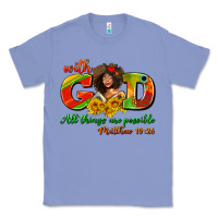 Colony Blue with god all things are possible juneteenth Classic Tee - AdoDesignShop