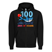 Black 100 jawsome days of school Zipper Hoodie - MaliasSmallBusiness