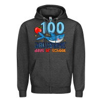 Charcoal Heather 100 jawsome days of school Zipper Hoodie - MaliasSmallBusiness