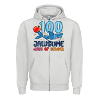Dove Grey 100 jawsome days of school Zipper Hoodie - MaliasSmallBusiness