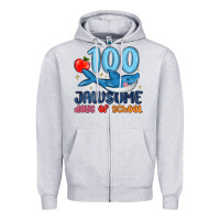 Heather Grey 100 jawsome days of school Zipper Hoodie - MaliasSmallBusiness