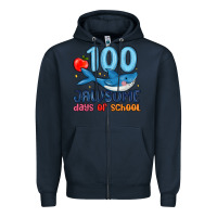 Navy 100 jawsome days of school Zipper Hoodie - MaliasSmallBusiness