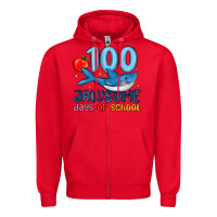 Red 100 jawsome days of school Zipper Hoodie - MaliasSmallBusiness