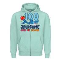 Seafoam 100 jawsome days of school Zipper Hoodie - MaliasSmallBusiness