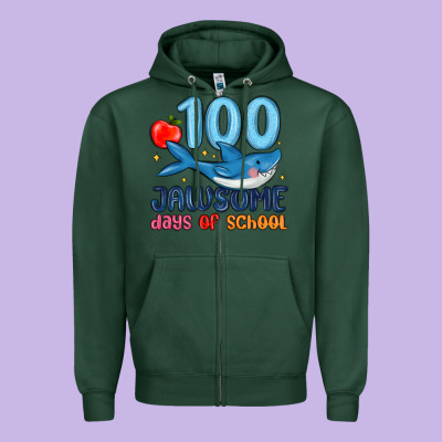 100 Jawsome Days Of School Zipper Hoodie Designed By Maliassmallbusiness