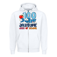 White 100 jawsome days of school Zipper Hoodie - MaliasSmallBusiness
