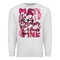 Oatmeal Heather in october we wear pink Premium Sweatshirt - LillyAllenDesigns