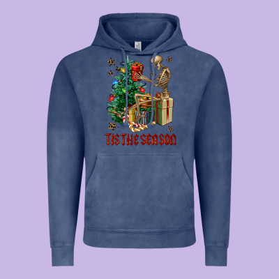 Skeleton Tis The Season Vintage Hoodie Designed By Fadigitalartstudio