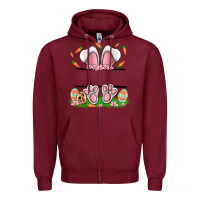 Burgundy easter costom name rabbit Zipper Hoodie - MaliasSmallBusiness