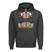 Charcoal Heather easter costom name rabbit Zipper Hoodie - MaliasSmallBusiness