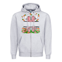 Heather Grey easter costom name rabbit Zipper Hoodie - MaliasSmallBusiness