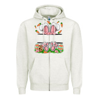 Oatmeal Heather easter costom name rabbit Zipper Hoodie - MaliasSmallBusiness