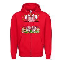 Red easter costom name rabbit Zipper Hoodie - MaliasSmallBusiness